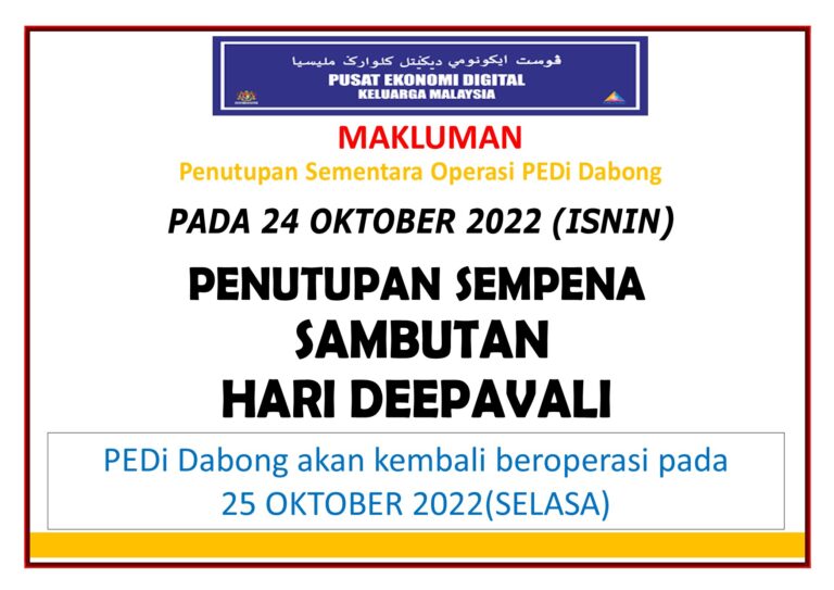 notis penutupan DEEPAVALI