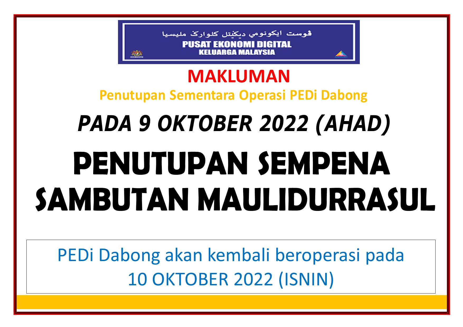 notis penutupan maulidurrasul