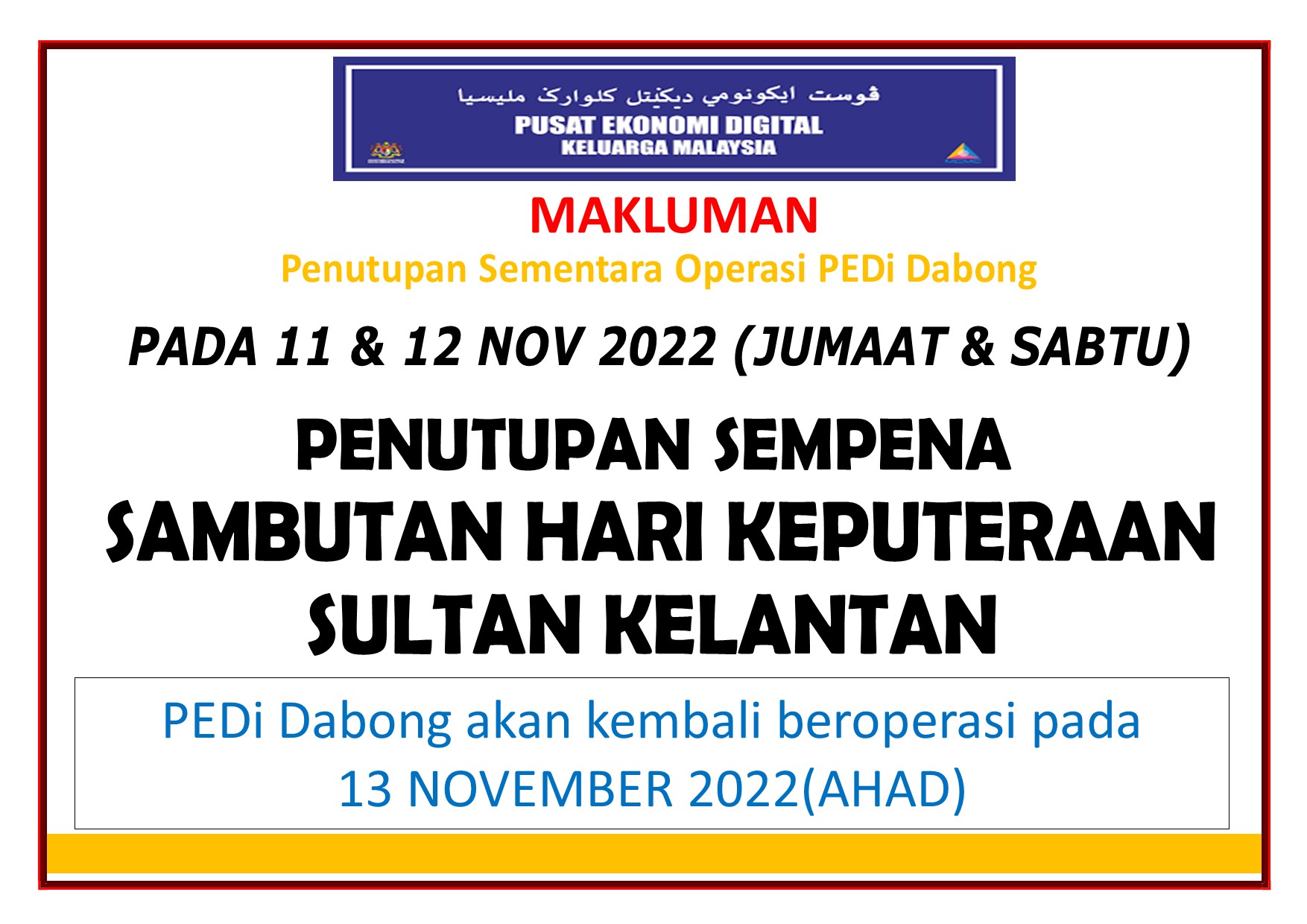 notis penutupan KEPUTERAAN