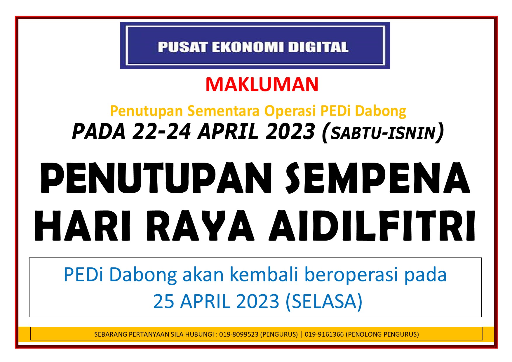 notis penutupan RAYA